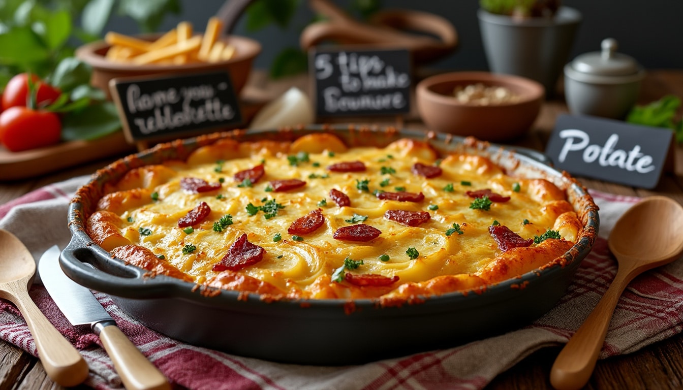 découvrez la meilleure recette de tartiflette et 5 astuces infaillibles pour séduire vos invités avec ce plat savoureux. transformez vos repas en moments inoubliables grâce à des conseils pratiques et des ingrédients de qualité. régalez vos convives et enflammez leurs papilles avec cette spécialité montagnarde incontournable!