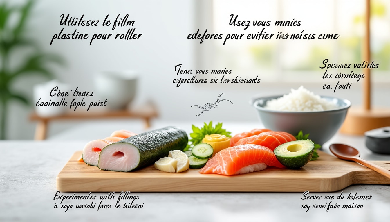 découvrez les 5 meilleurs conseils pour préparer de délicieux sushis sans tapis. apprenez des techniques simples et pratiques pour maîtriser l'art du sushi à la maison, même sans matériel traditionnel. idéal pour les débutants et les amateurs de cuisine japonaise!