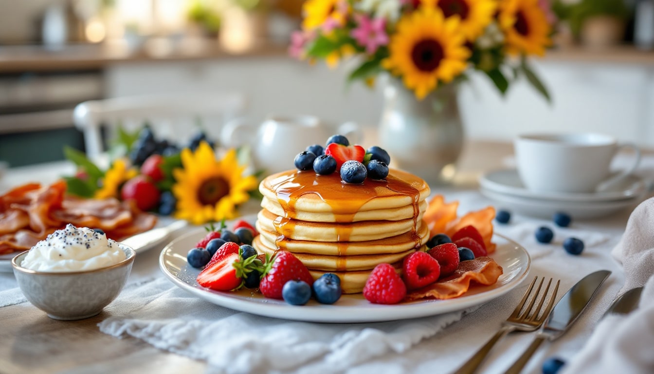 découvrez la recette ultime de pancakes pour un brunch inoubliable! faciles à réaliser et délicieusement moelleux, ces pancakes sont accompagnés de conseils pour les personnaliser selon vos envies. régalez vos convives avec un petit-déjeuner savoureux et convivial!