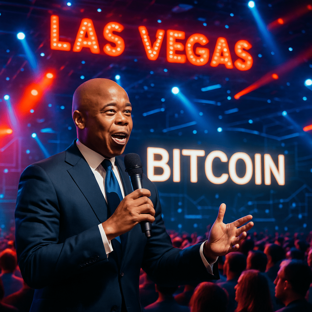 eric adams se rend à las vegas pour une conférence sur le bitcoin suite au sommet crypto de new york. dans une déclaration audacieuse, il confie : 'je sens l'argent', soulignant l'importance croissante des cryptomonnaies dans l'économie moderne.