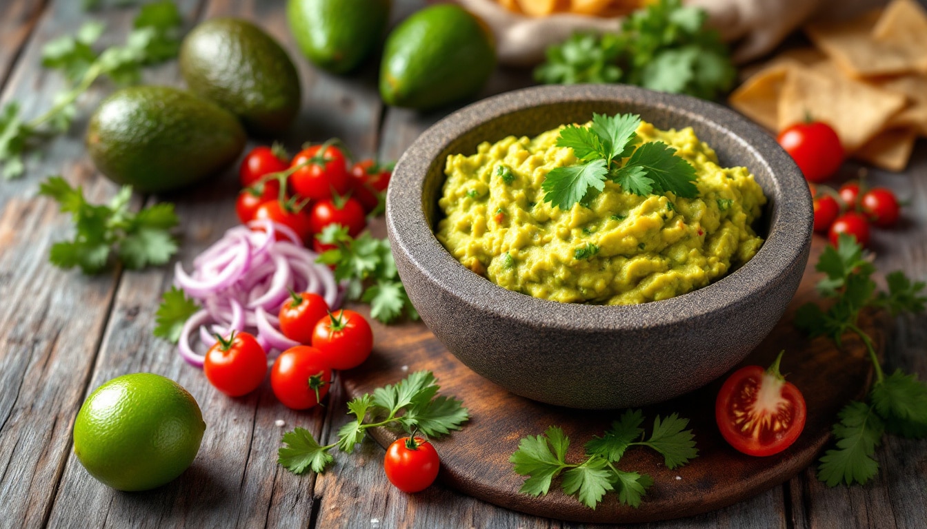 découvrez notre recette authentique de guacamole, un délice traditionnel mexicain à base d'avocats frais, d'oignons, de coriandre et de citron. parfaite pour accompagner vos apéritifs ou vos plats mexicains, cette préparation savoureuse est facile à réaliser et ravira vos invités !