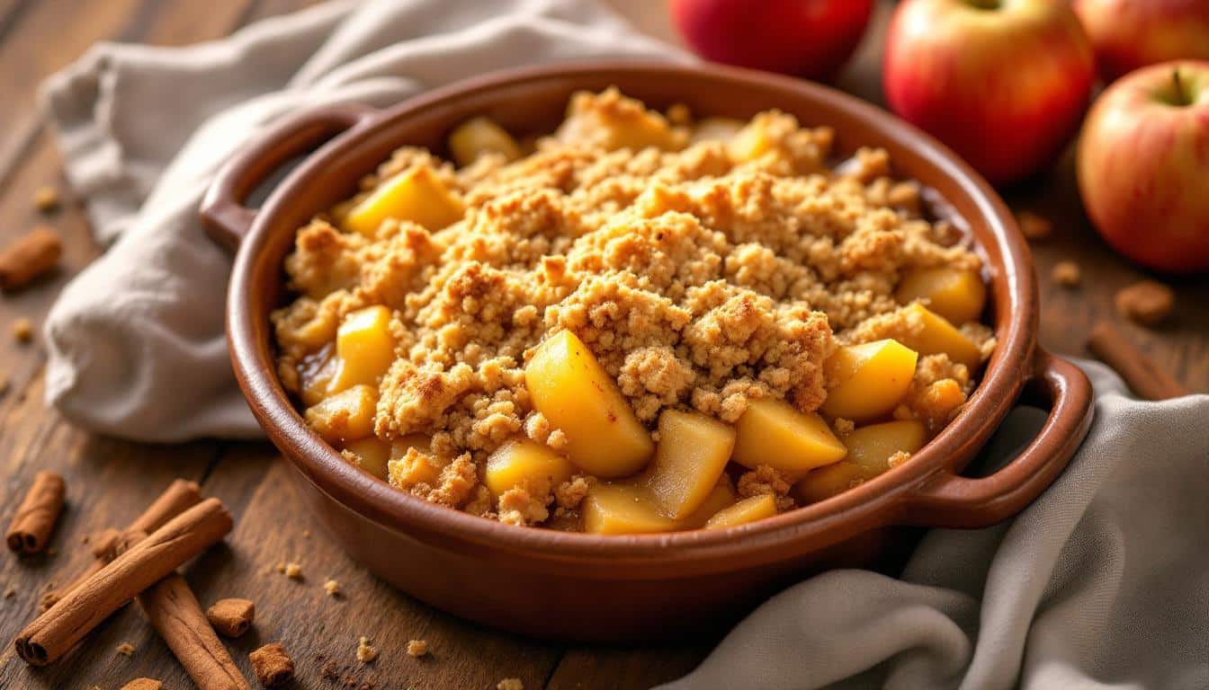 découvrez notre recette de crumble aux pommes, un dessert rapide à préparer et tout simplement délicieux. profitez d'un mélange parfait de pommes caramélisées et d'un croustillant irrésistible pour un moment de gourmandise.